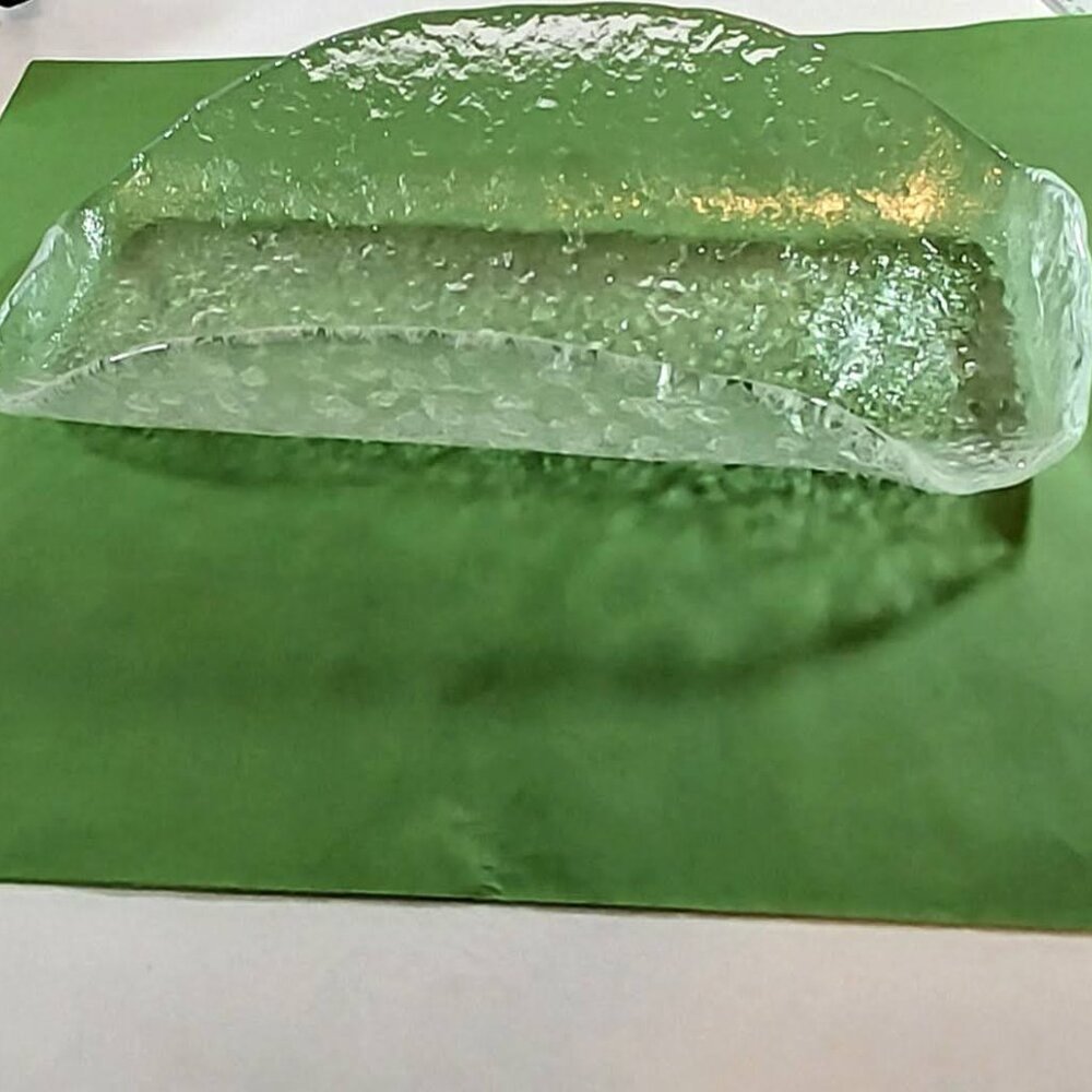 Vintage Murano Hand Blown Italian Recycled Glass Basket Pebbled Rain Pattern